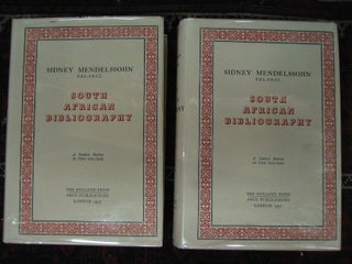 Item #10043 MENDELSSOHN'S SOUTH AFRICAN BIBLIOGRAPHY. Sidney Mendelssohn