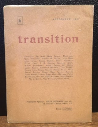 Item #11315 TRANSITION. Issue 6, September 1927. Eliot Paul Eugene Jolas