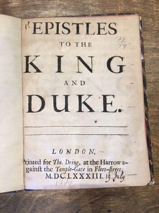 Item #11430 EPISTLES TO THE KING AND DUKE. William Wycherley
