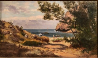 Item #12929 FRY HARBOR, SANTA CRUZ ISLAND, 1917 (Original Oil Painting). Ludmilla Welch