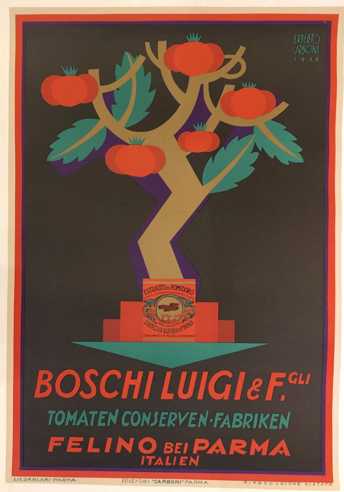 Item #50047 BOSCHILUIGI & FIGLI. Tomaten Conserven Fabriken. (1926) (Original Vintage Poster)