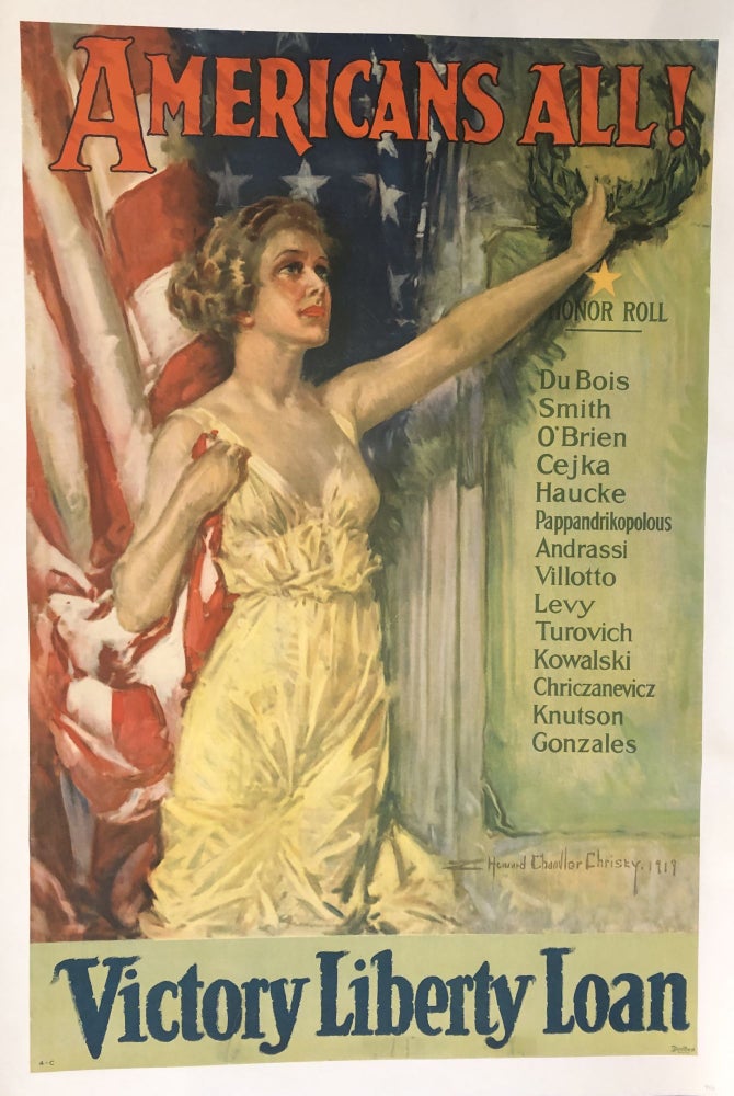 Item #50073 AMERICANS ALL! Victory Liberty Loans. (Original Vintage Poster). Howard Chandler Christy.