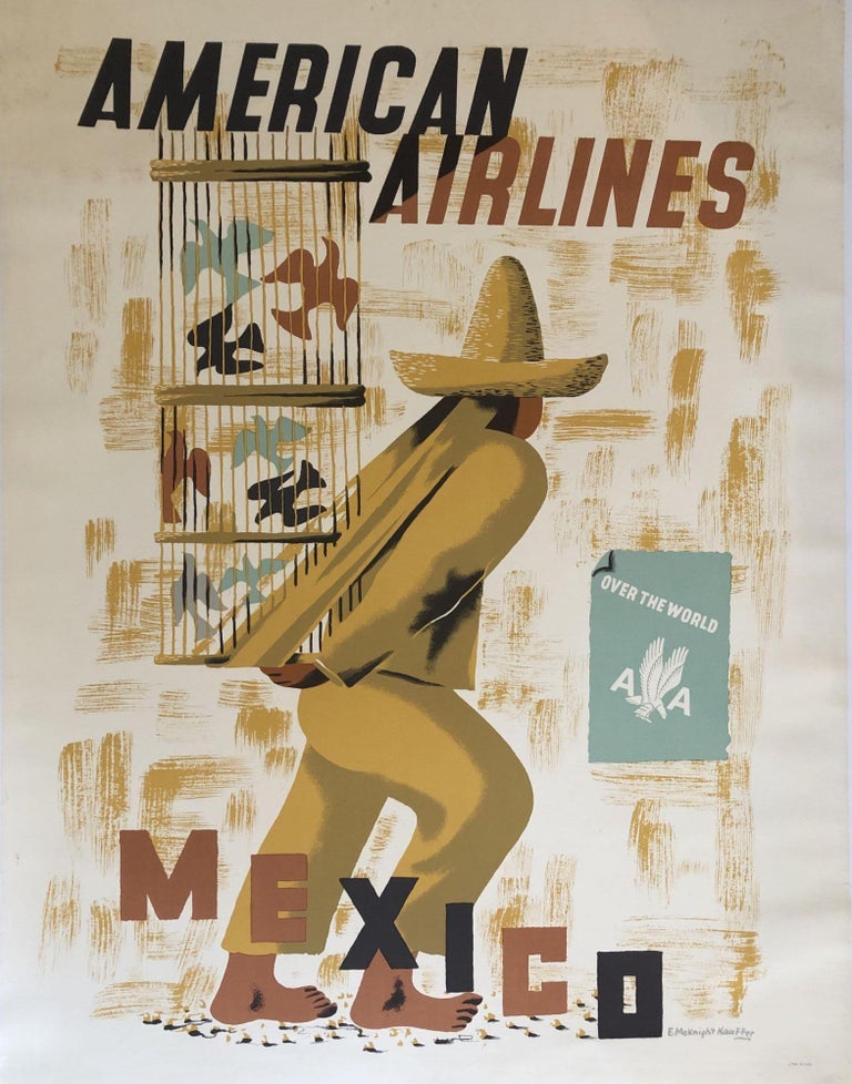 Item #50085 AMERICAN AIRLINES, MEXICO. (Original Vintage Poster). E. McKnight Kauffer.