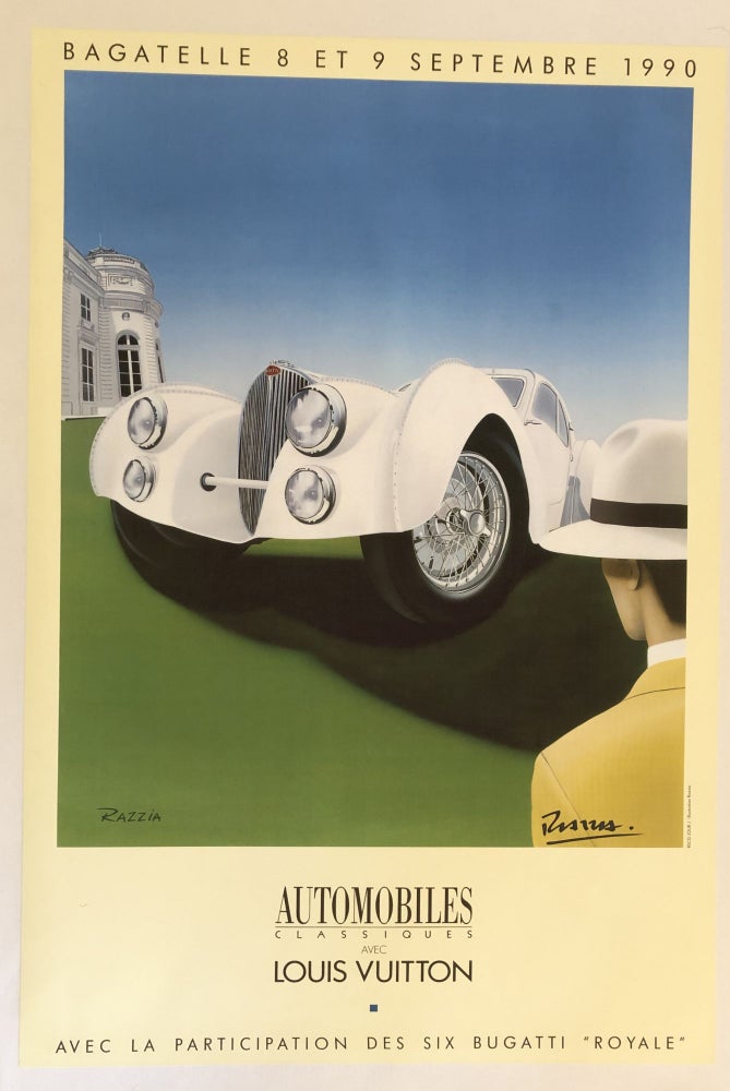 Item #50097 AUTOMOBILES CLASSIQUES AVEC LOUIS VUITTON. Bagatelle 8 et 9 September 1990. (Original Poster). Razzia.