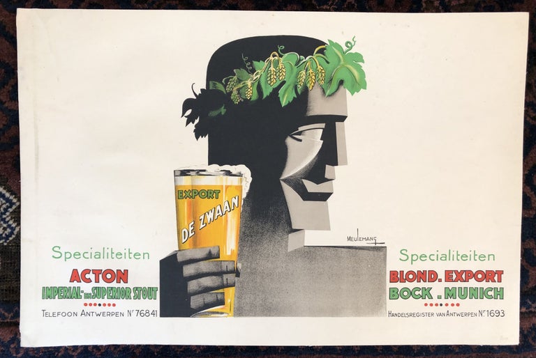 Item #50107 EXPORT DE ZWAAN. (Original Vintage Beer Poster). Meulemang.