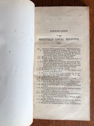 THE LOCAL REGISTER, AND CHRONOLOGICAL ACCOUNT OF OCCURRENCES AND FACTS CONNECTED WITH THE TOWN AND NEIGHBOURHOOD OF SHEFFIELD.