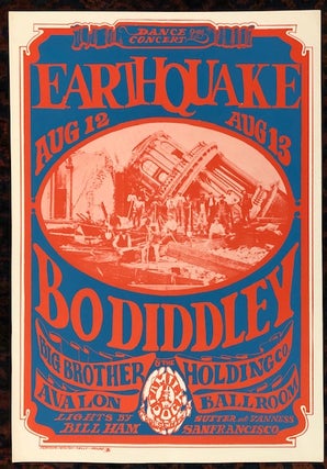 Item #50237 (Rock Poster). EARTHQUAKE. 1967. Family Dog Presents. BO DIDDLEY. Alton Kelly,...