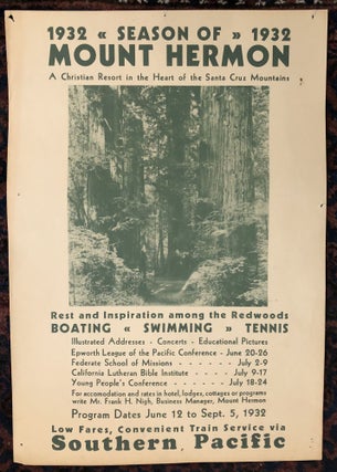 Item #50396 SEASON OF MOUNT HERMON. Southern Pacific Railroad Poster. 1932. (Original Vintage Poster