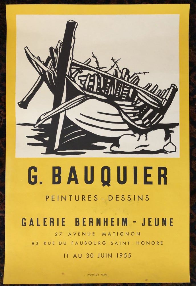 Item #50443 G. BAUQUIER. PEINTURES- DESSINS. 1955. Galerie Bernheim. (Original Vintage Poster). Georges Bauquier.