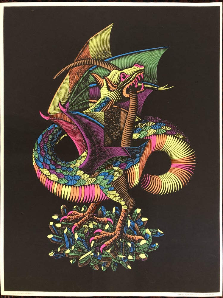 Item #50464 DRAGON. (Original Blacklight Poster). E. C. Escher, after.