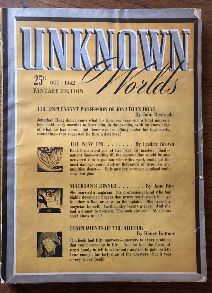 Item #50503 UNKNOWN WORLDS, Fantasy Fiction. October, 1942. Campbell, Jr., John W. (Editor)