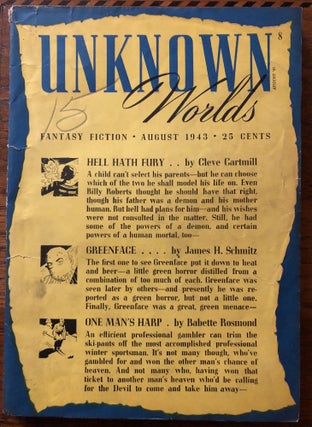 Item #50508 UNKNOWN WORLDS, Fantasy Fiction. August, 1943. Campbell, Jr., John W. (Editor