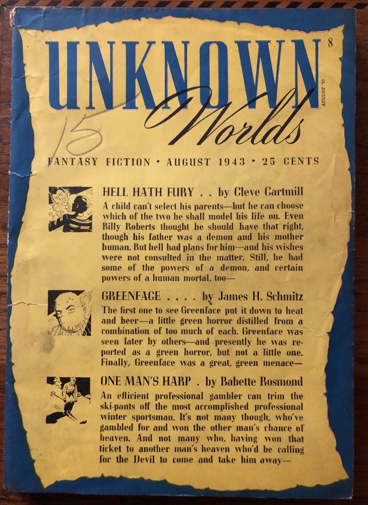 Item #50508 UNKNOWN WORLDS, Fantasy Fiction. August, 1943. Campbell, Jr., John W. (Editor)