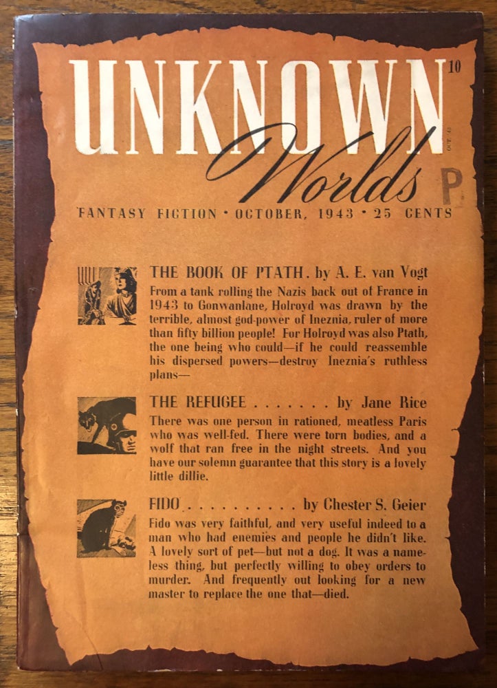 Item #50509 UNKNOWN WORLDS, Fantasy Fiction. October, 1943. Campbell, Jr., John W. (Editor)