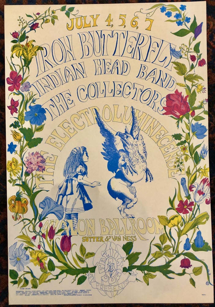 Item #50580 (Rock Poster) IRON BUTTERFLY, INDIAN HEAD BAND, THE COLLECTORS and THE ELECTROLUMINECENSE at AVALON BALLROOM. 1968. Dottie Gleason.