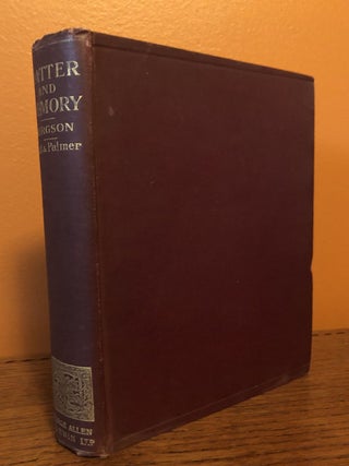 Item #50628 MATTER AND MEMORY. Henri Bergson