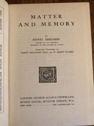 MATTER AND MEMORY