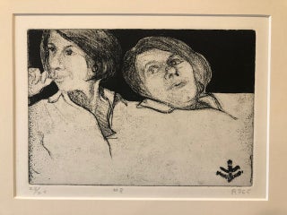 Item #51125 #8 DOUBLE PORTRAIT OF PHYLLIS, 1965, soft-ground etching, 14 3/4 x 17 3/4 x inches....