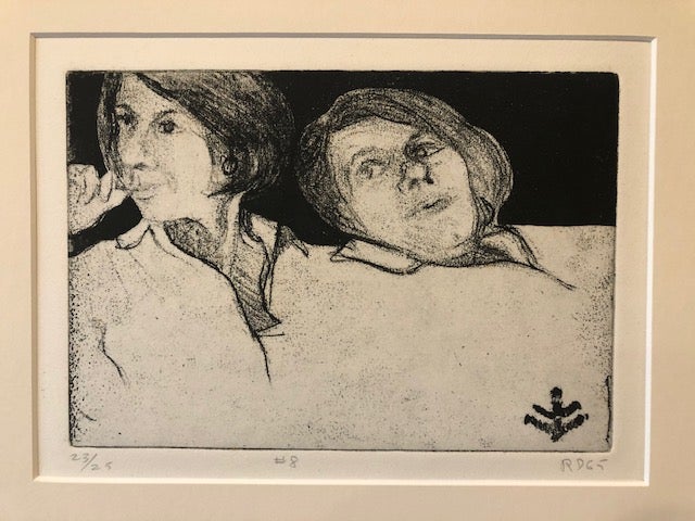 Item #51125 #8 DOUBLE PORTRAIT OF PHYLLIS, 1965, soft-ground etching, 14 3/4 x 17 3/4 x inches. Richard Diebenkorn.