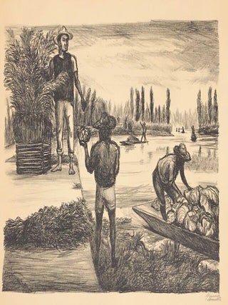 Item #51247 PEASANTS TLA'HUAC. 1946. (Original lithograph). Arturo Garcia Bustos