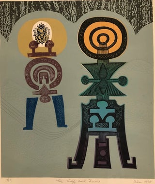 Item #51268 THE KING AND THE QUEEN. (Original Woodcut on Embossed paper). Rica O. Coulter, Born 1928