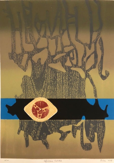 Item #51284 AFRICAN VELDT (Original Woodcut on Embossed paper). Rica O. Coulter, Born 1928.