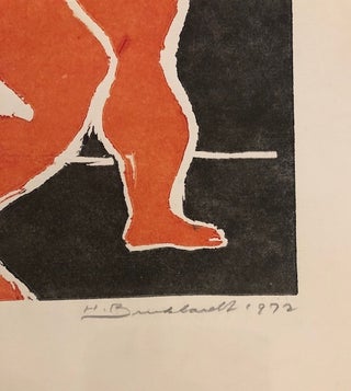 UNTITLED (Female figure) Original linocut.