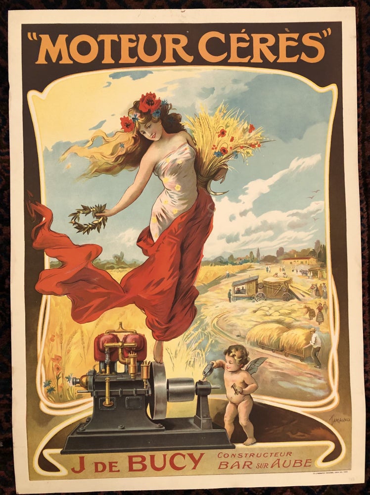 Item #51718 MOTEUR CERES. J. de Bucy Constructeur. ca.1900. (Original Vintage Poster). Francisco Tamagno.