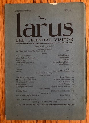 Item #51945 LARUS: The Celestial Visitor. May 1927. Volume 1; Number 3. Yvor Winters
