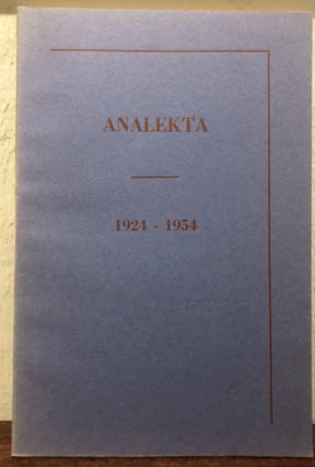 Item #52064 ANALEKTA: An Anthology of Amherst Undergraduate Writing. 1924-1954. James Merrill,...