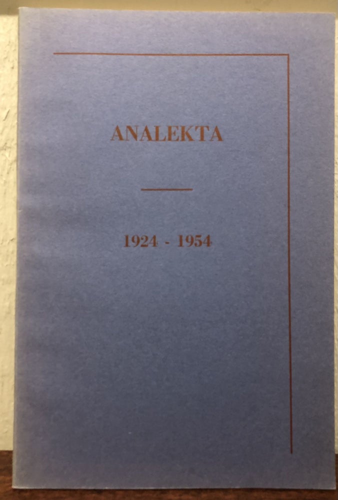 Item #52064 ANALEKTA: An Anthology of Amherst Undergraduate Writing. 1924-1954. James Merrill, Richard Wilbur.