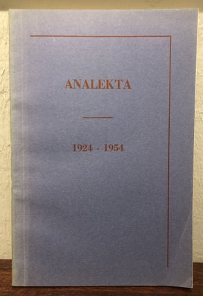Item #52065 ANALEKTA: An Anthology of Amherst Undergraduate Writing. 1924-1954. James Merrill,...
