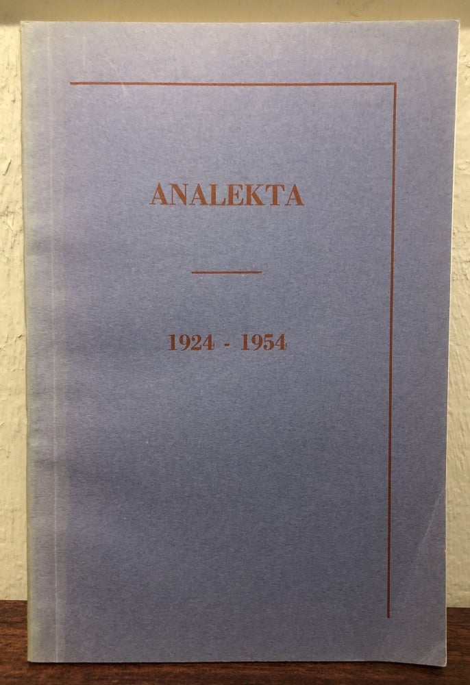 Item #52065 ANALEKTA: An Anthology of Amherst Undergraduate Writing. 1924-1954. James Merrill, Richard Wilbur.