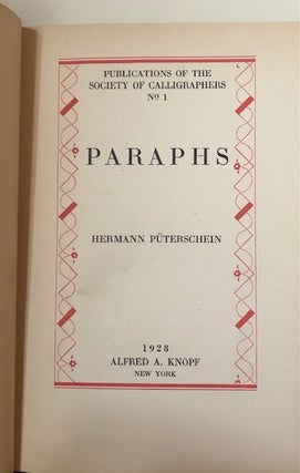 PARAPHS. Publications of the Society of Calligraphers No.1