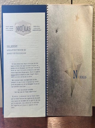 ETABLISSEMENTS NICOLAS MAISON FONDEE En 1822. Liste des Grands Vins 1931