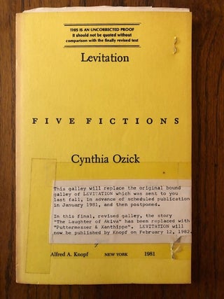 Item #52612 LEVITATION: Five Fictions (Uncorrected Proof). Cynthia Ozick