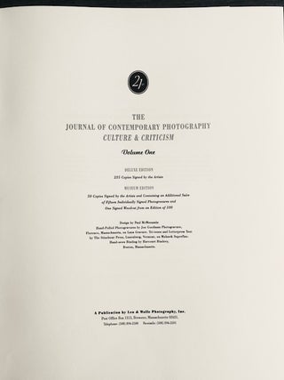 THE JOURNAL OF CONTEMPORARY PHOTOGRAPHY: Culture and Criticism. Volume One