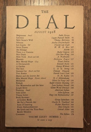 Item #52812 THE DIAL. Volume LXXXV, Number 2. August 1928. Marianne Moore, Scofield Thayer, adviser