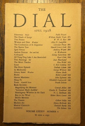 Item #52815 THE DIAL. Volume LXXXIV, Number 4. April 1928. Marianne Moore, Scofield Thayer, adviser