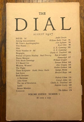 Item #52819 THE DIAL. Volume LXXXIII, Number 2. August 1927. Marianne Moore, Scofield Thayer,...