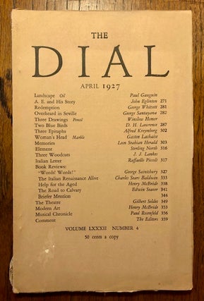 Item #52823 THE DIAL. Volume LXXXII, Number 4. April 1927. Marianne Moore, Scofield Thayer, adviser