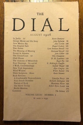 Item #52828 THE DIAL. Volume LXXX1, Number 2. August 1926. Marianne Moore, Scofield Thayer, adviser