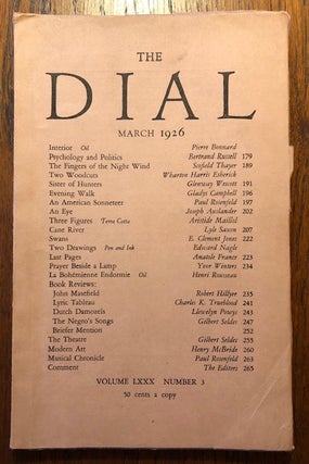Item #52832 THE DIAL. Volume LXXX, Number 3. March 1926. Scofield Thayer, Marianne Moore, acting