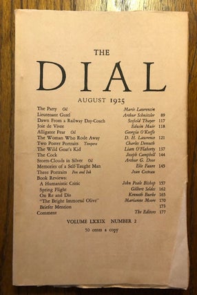Item #52836 THE DIAL. Volume LXXIX, Number 2. August 1925. Scofield Thayer, Marianne Moore, acting
