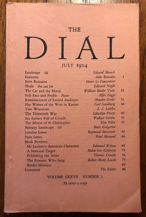 Item #52847 THE DIAL. Volume LXXVII, Number 1. July 1924. Scofield Thayer, Alyse Gregory, managing