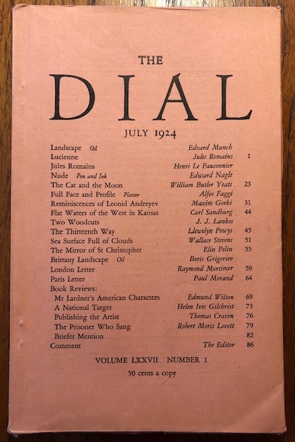 Item #52847 THE DIAL. Volume LXXVII, Number 1. July 1924. Scofield Thayer, Alyse Gregory, managing.