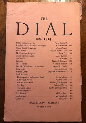 Item #52848 THE DIAL. Volume LXXVI, Number 6. June 1924. Scofield Thayer, Alyse Gregory, managing