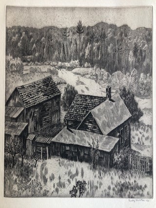 Item #54142 AN ABANDONED FARM. Original Signed Etching. Gustaf O. Dahlstrom