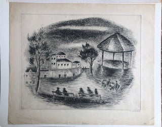 BATTERY. Original Signed Etching