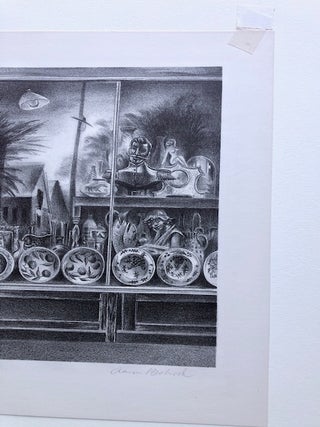 REFLECTIONS IN A SHOP WINDOW. Original Signed Lithograph.